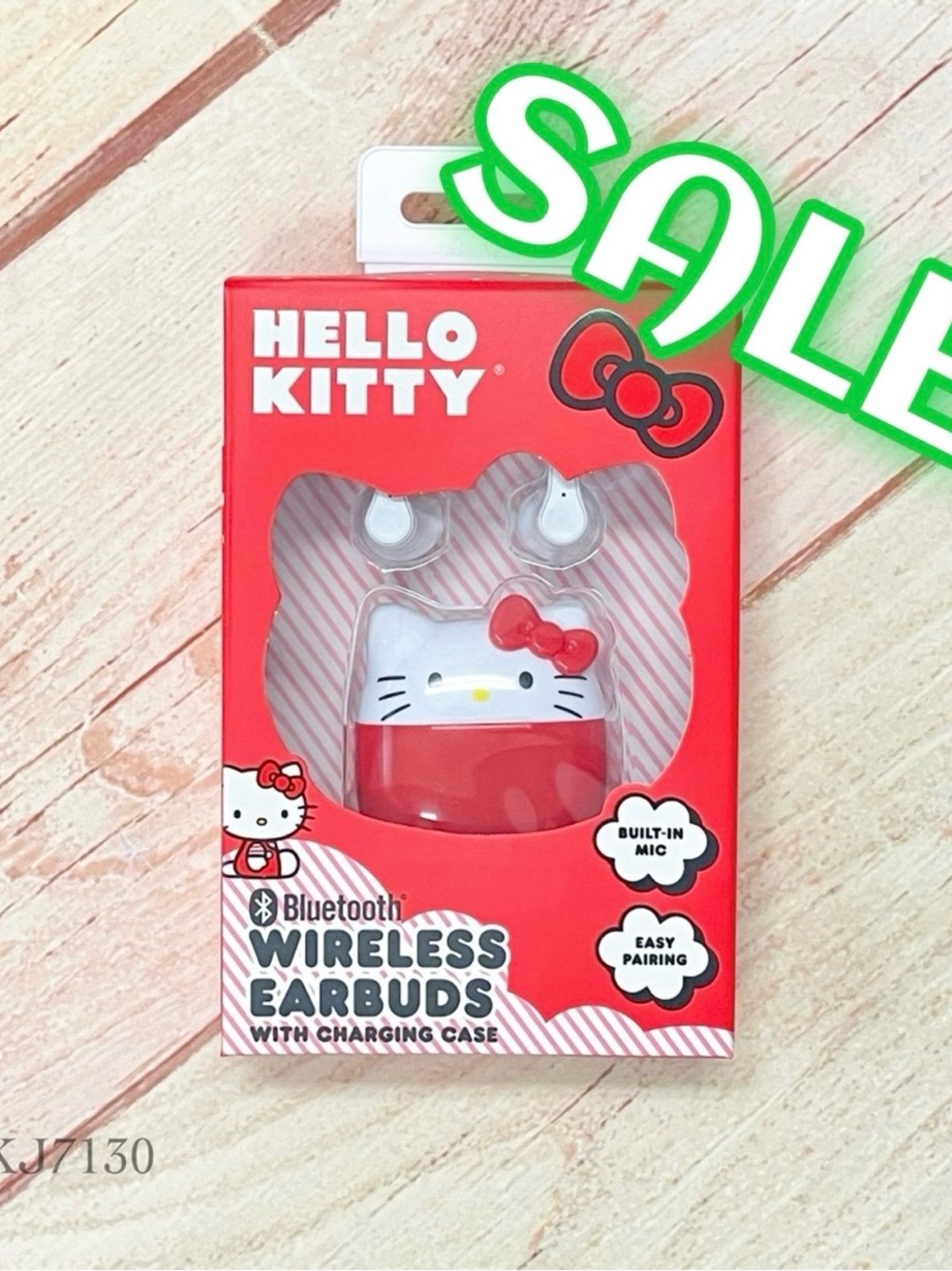 Sanrio Hello Kitty Bluetooth Wireless Earbuds W/Charging Case Red and White NIB